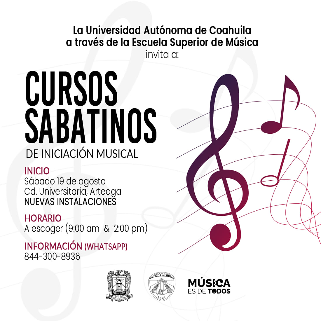 Inscr Bete Al Curso Sabatino De Iniciaci N Musical Que Ofrece La