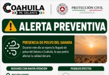 EMITE SUBSECRETARÍA DE PROTECCIÓN CIVIL ALERTA POR PRESENCIA DE POLVO DEL SAHARA EN COAHUILA